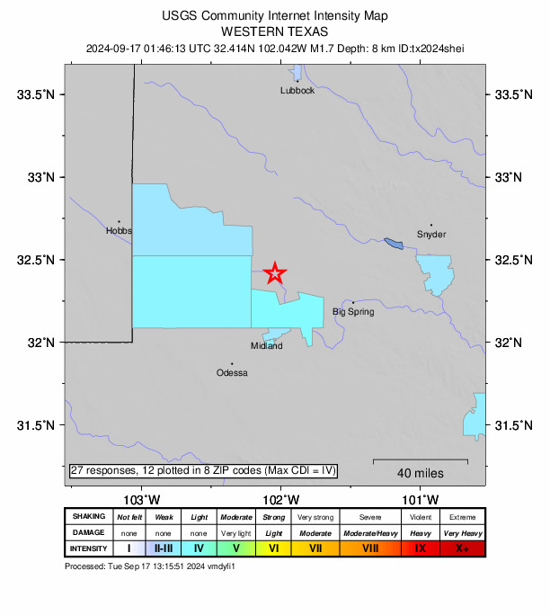 Did You Feel It? map: shaking reported by the public