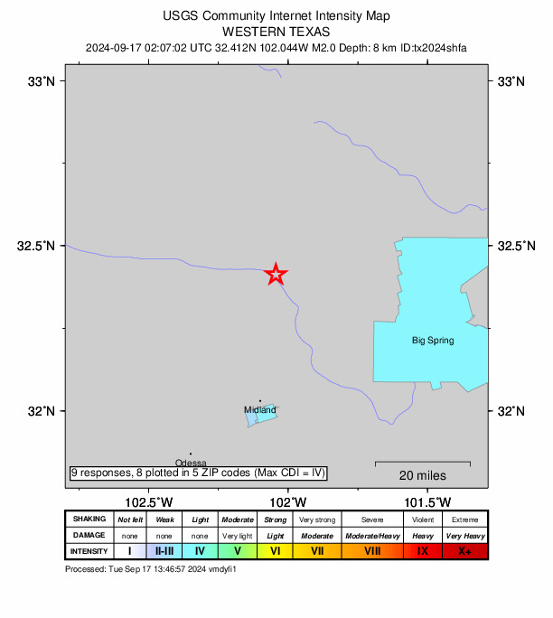 Did You Feel It? map: shaking reported by the public