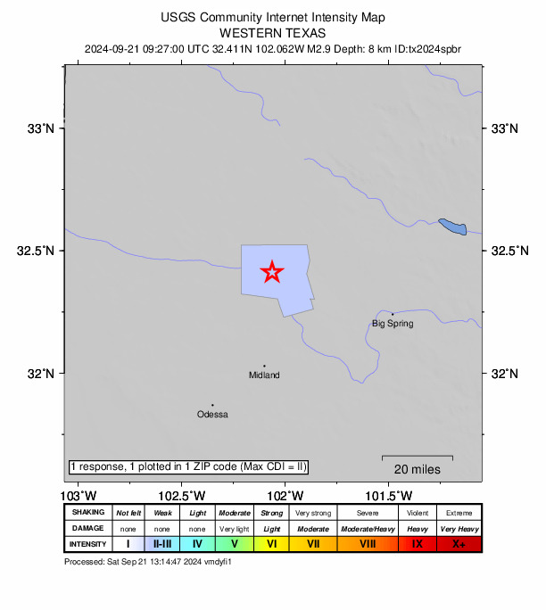Did You Feel It? map: shaking reported by the public