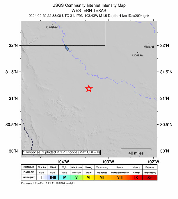 Did You Feel It? map: shaking reported by the public