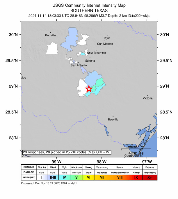 Did You Feel It? map: shaking reported by the public