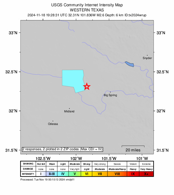 Did You Feel It? map: shaking reported by the public