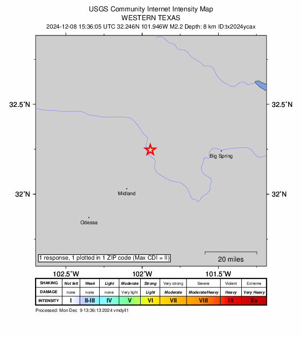 Did You Feel It? map: shaking reported by the public