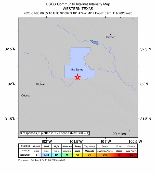 Did You Feel It? map: shaking reported by the public