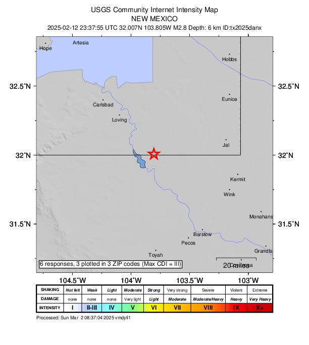 Did You Feel It? map: shaking reported by the public