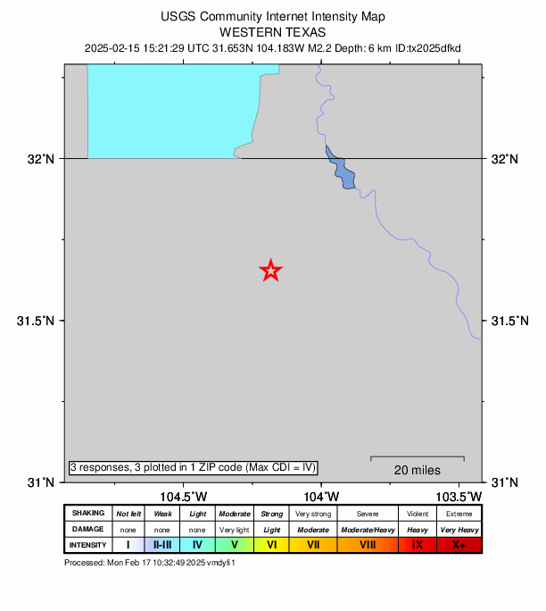 Did You Feel It? map: shaking reported by the public