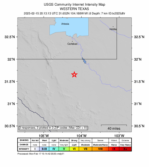 Did You Feel It? map: shaking reported by the public