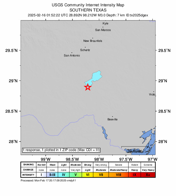 Did You Feel It? map: shaking reported by the public