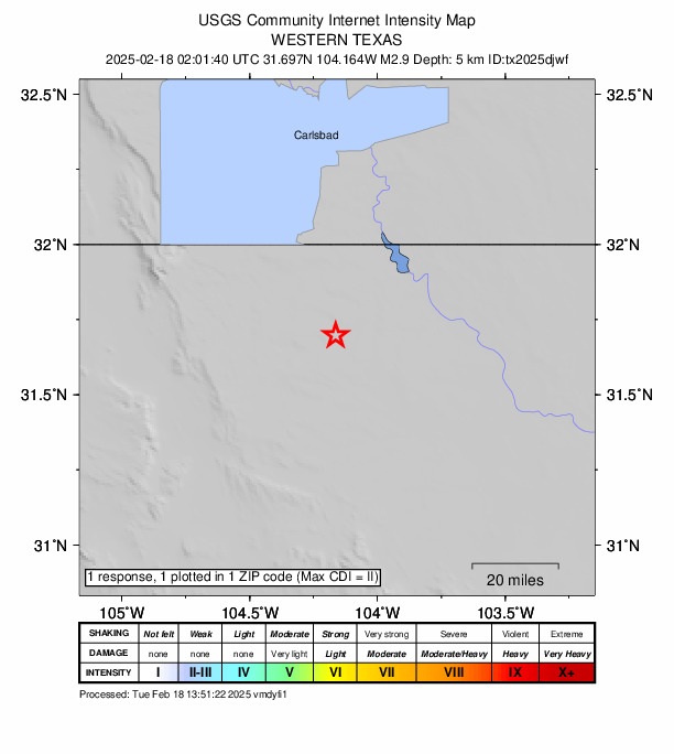Did You Feel It? map: shaking reported by the public