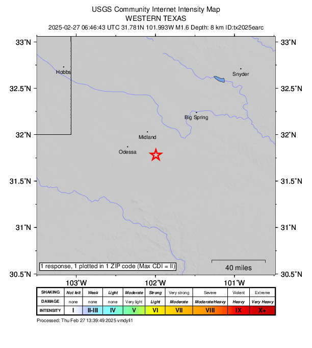 Did You Feel It? map: shaking reported by the public