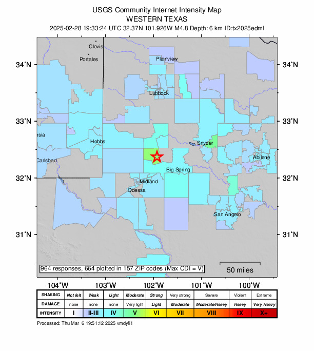 Did You Feel It? map: shaking reported by the public
