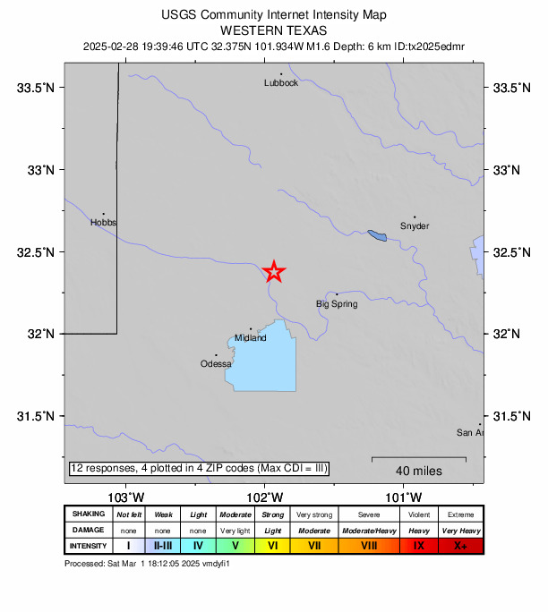 Did You Feel It? map: shaking reported by the public
