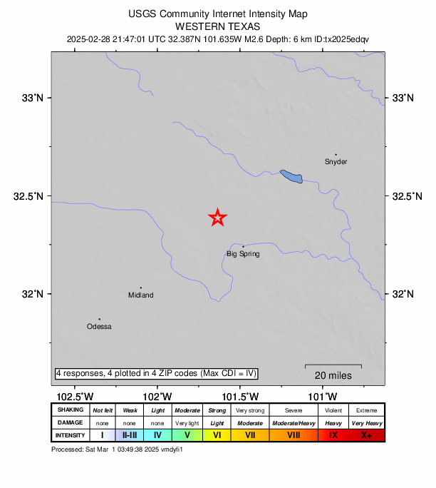 Did You Feel It? map: shaking reported by the public