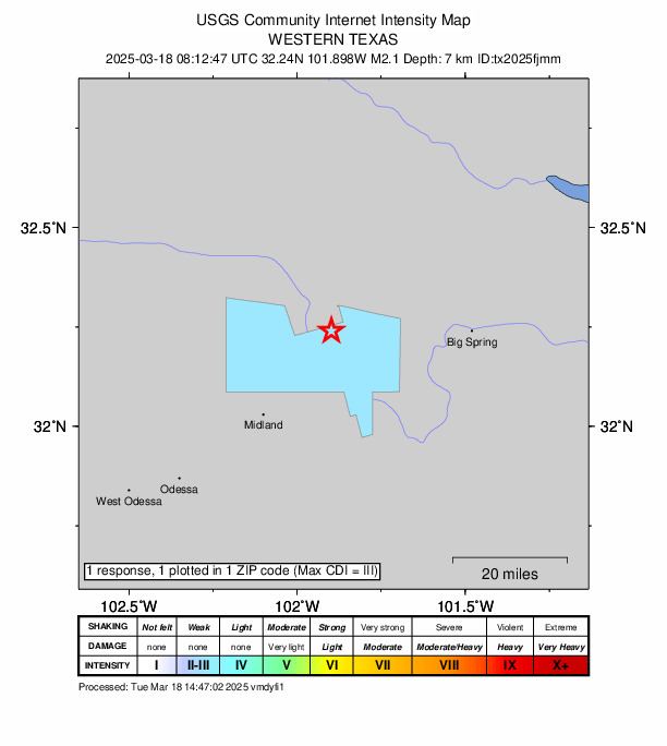 Did You Feel It? map: shaking reported by the public