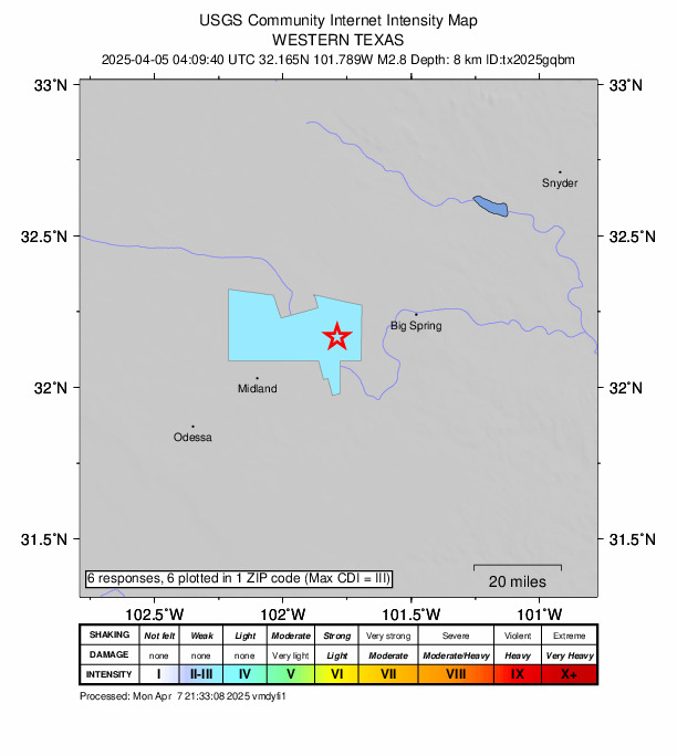 Did You Feel It? map: shaking reported by the public