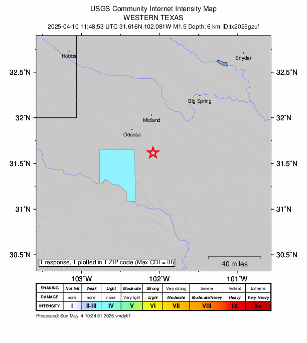 Did You Feel It? map: shaking reported by the public