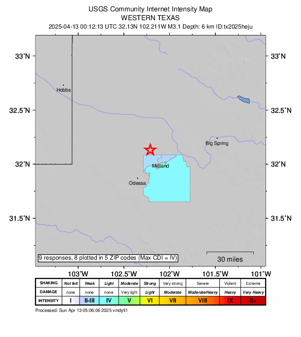 Did You Feel It? map: shaking reported by the public