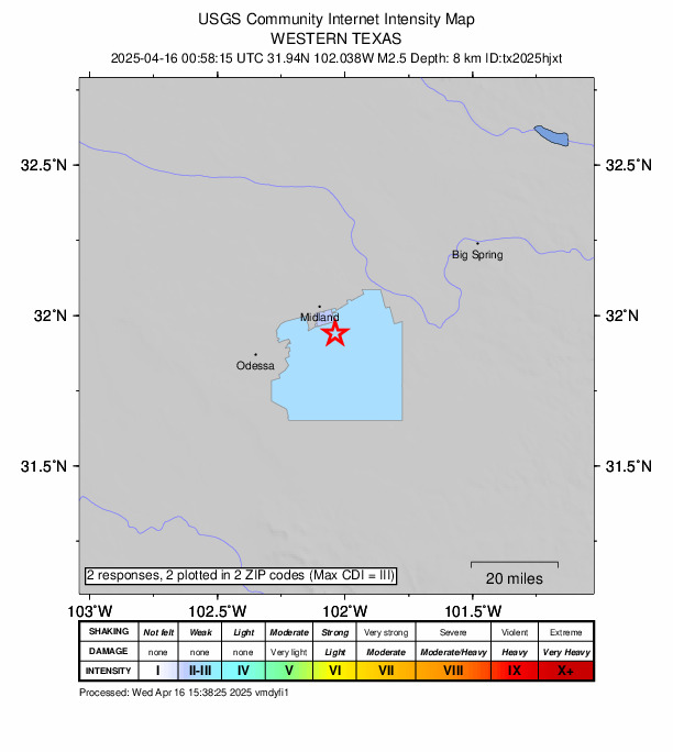 Did You Feel It? map: shaking reported by the public