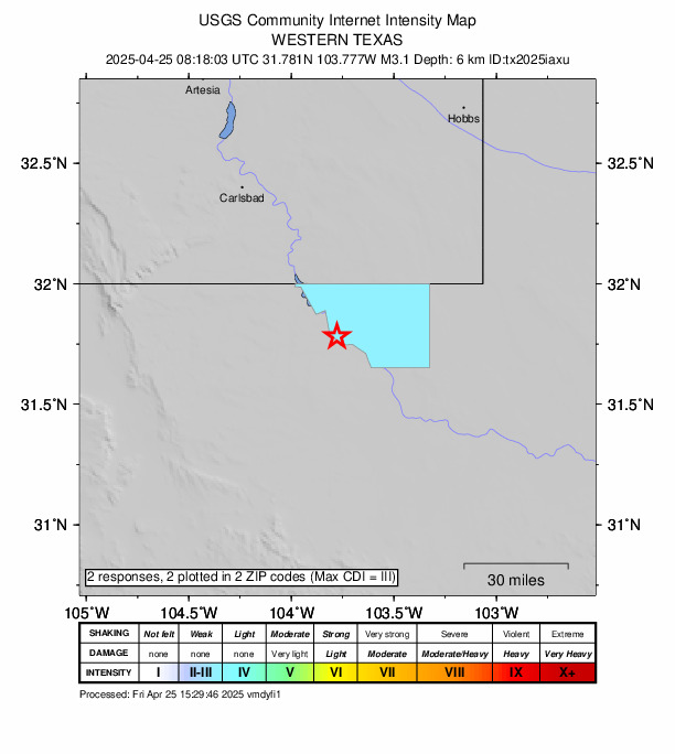 Did You Feel It? map: shaking reported by the public