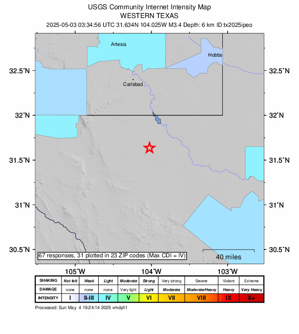 Did You Feel It? map: shaking reported by the public