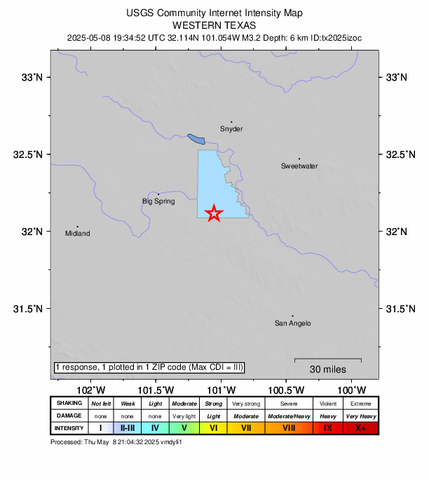 Did You Feel It? map: shaking reported by the public