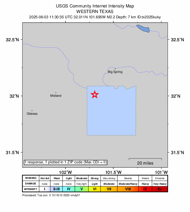 Did You Feel It? map: shaking reported by the public