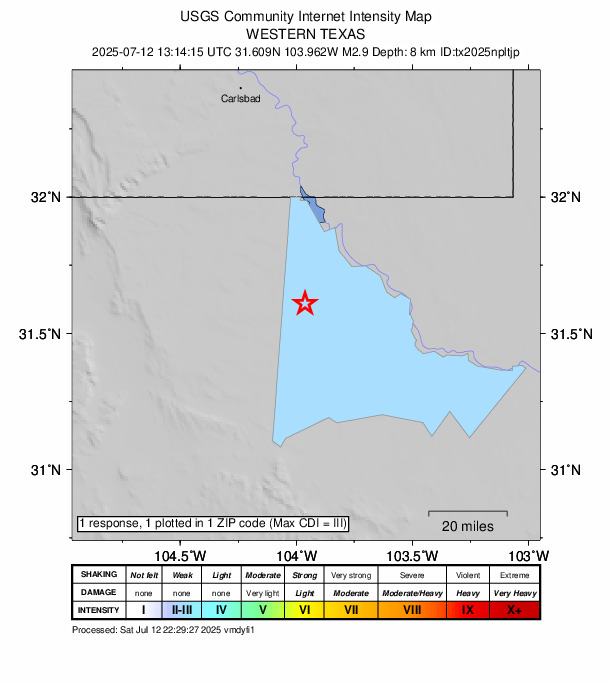 Did You Feel It? map: shaking reported by the public