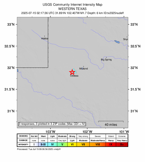 Did You Feel It? map: shaking reported by the public