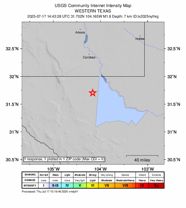 Did You Feel It? map: shaking reported by the public
