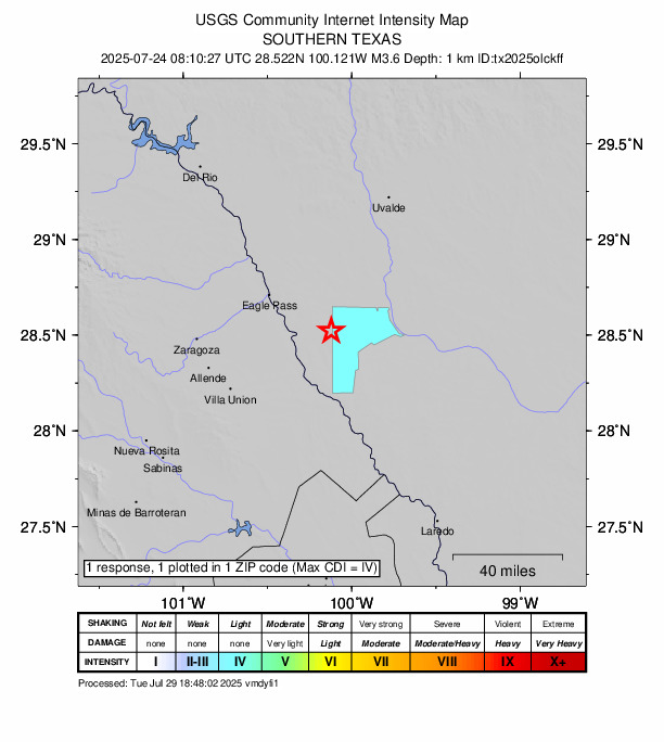 Did You Feel It? map: shaking reported by the public