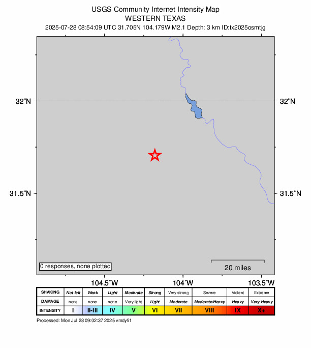 Did You Feel It? map: shaking reported by the public