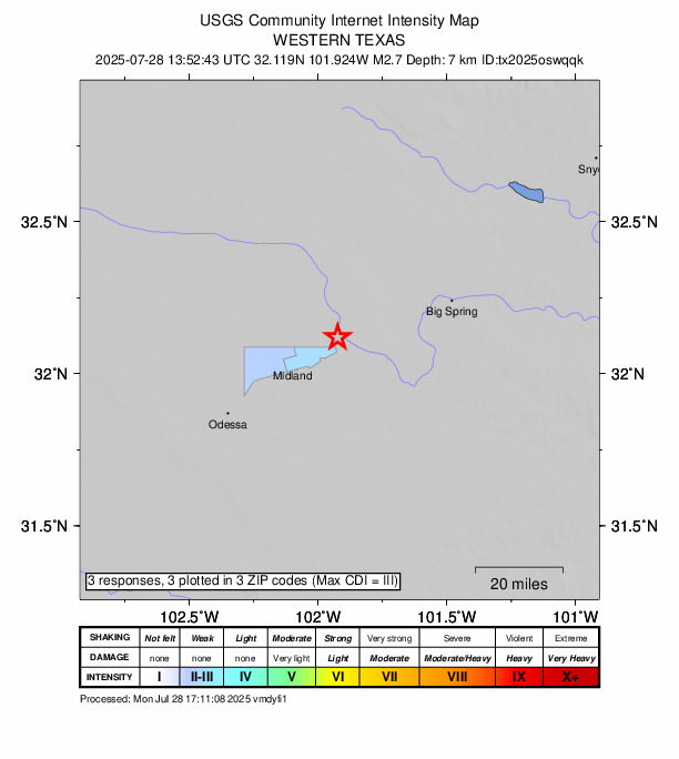 Did You Feel It? map: shaking reported by the public