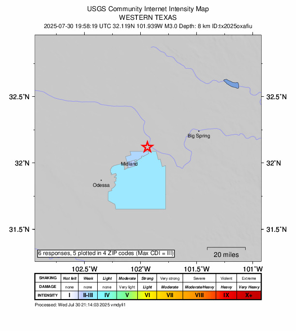 Did You Feel It? map: shaking reported by the public