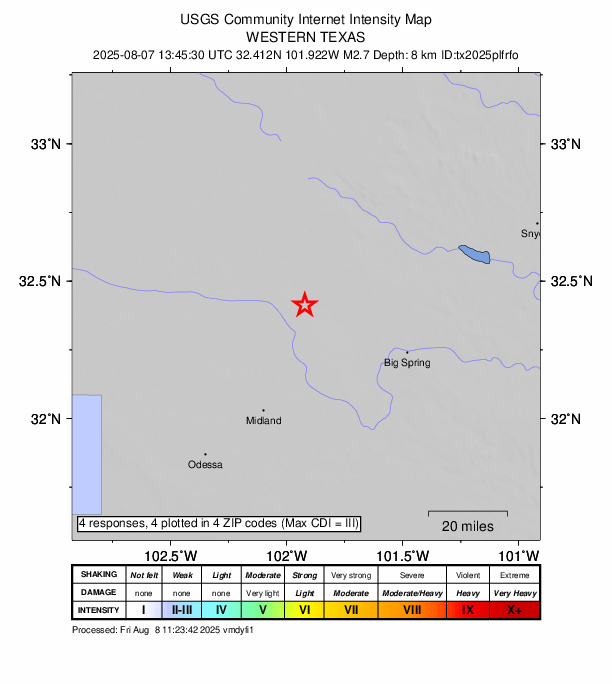 Did You Feel It? map: shaking reported by the public