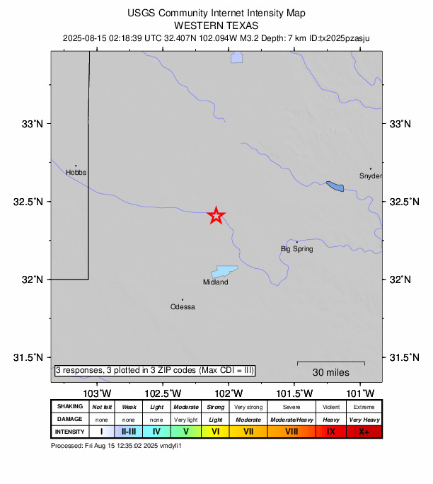 Did You Feel It? map: shaking reported by the public