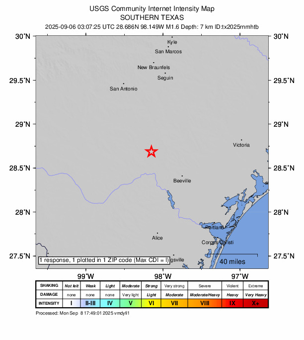 Did You Feel It? map: shaking reported by the public