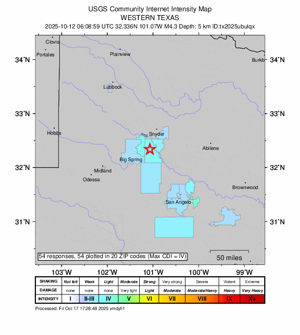 Did You Feel It? map: shaking reported by the public