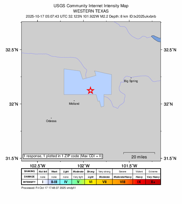 Did You Feel It? map: shaking reported by the public