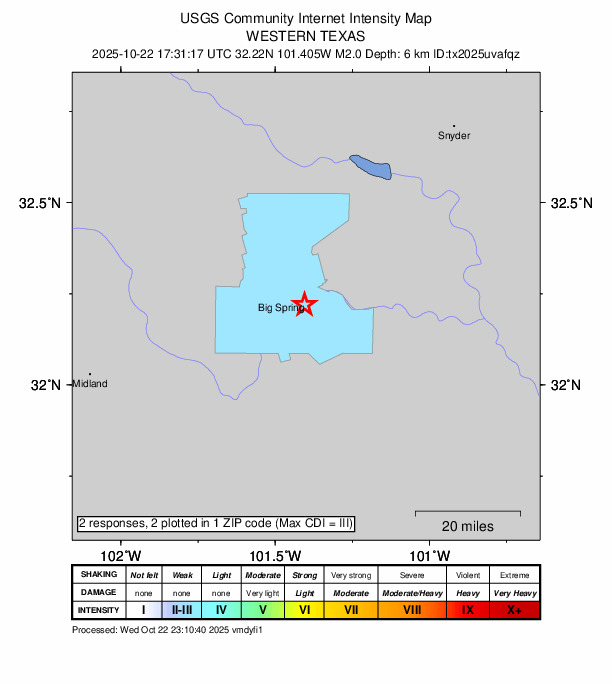 Did You Feel It? map: shaking reported by the public