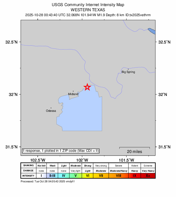 Did You Feel It? map: shaking reported by the public