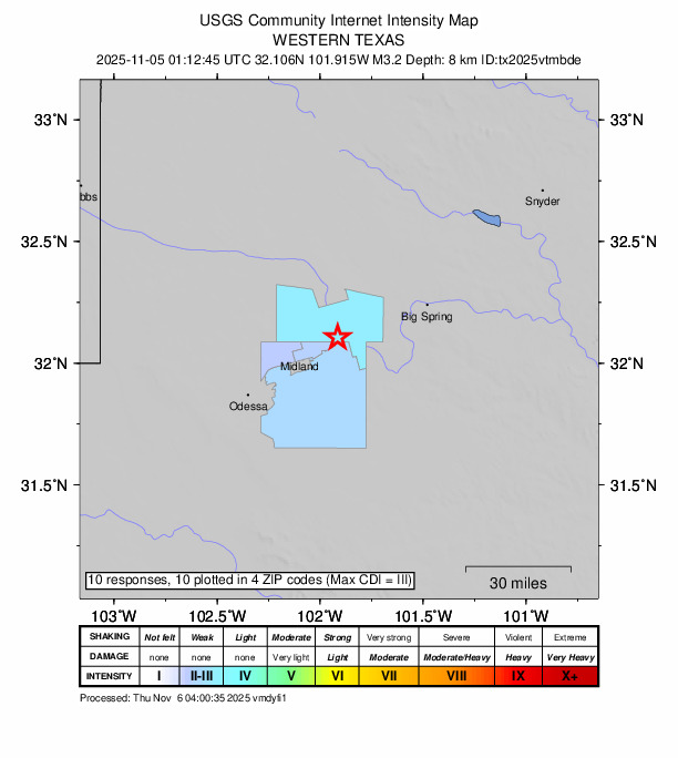 Did You Feel It? map: shaking reported by the public