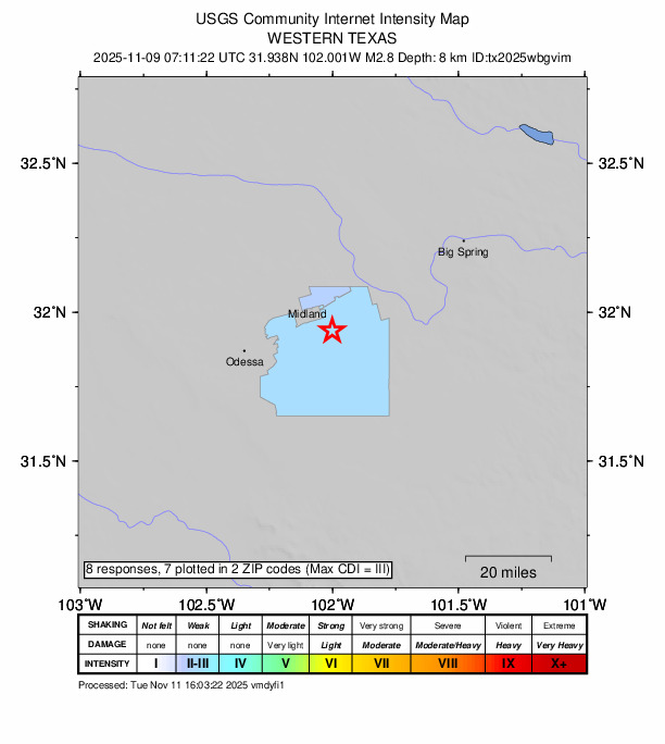 Did You Feel It? map: shaking reported by the public