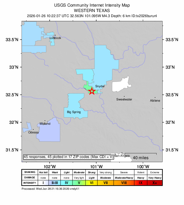 Did You Feel It? map: shaking reported by the public