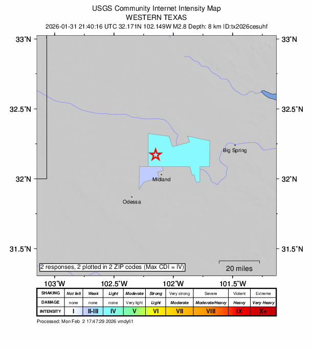 Did You Feel It? map: shaking reported by the public