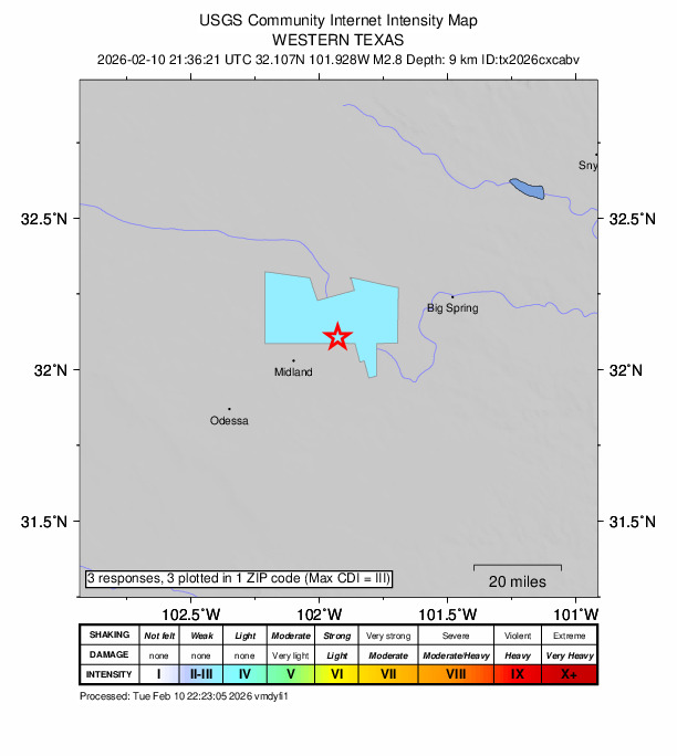 Did You Feel It? map: shaking reported by the public
