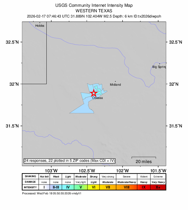 Did You Feel It? map: shaking reported by the public