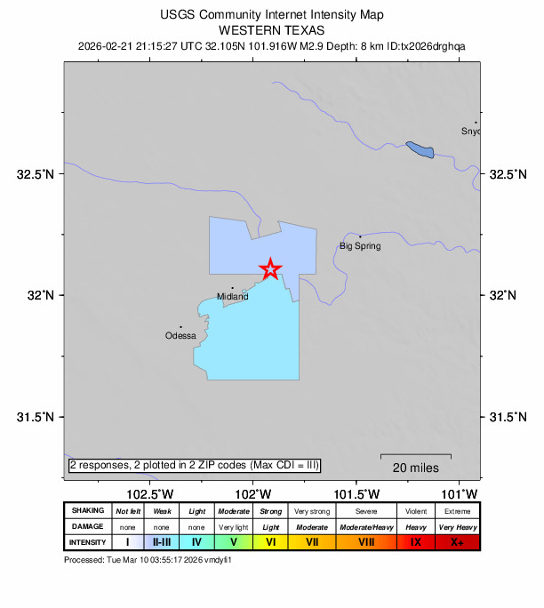 Did You Feel It? map: shaking reported by the public