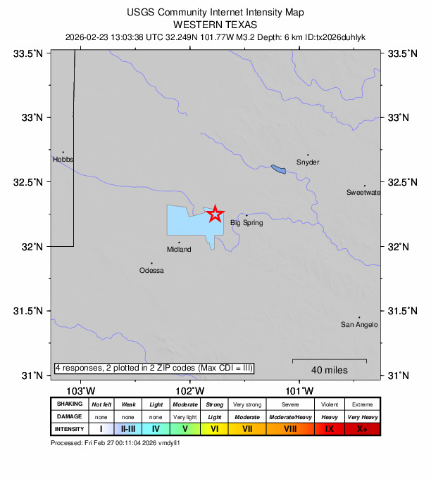Did You Feel It? map: shaking reported by the public