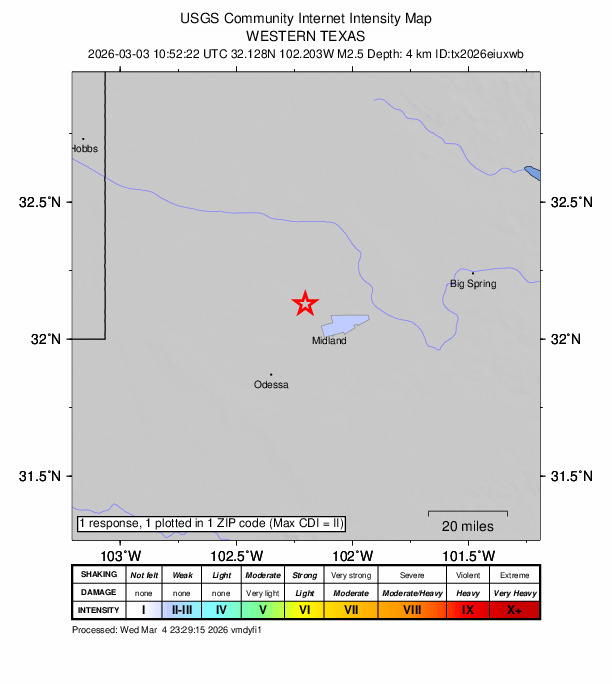 Did You Feel It? map: shaking reported by the public