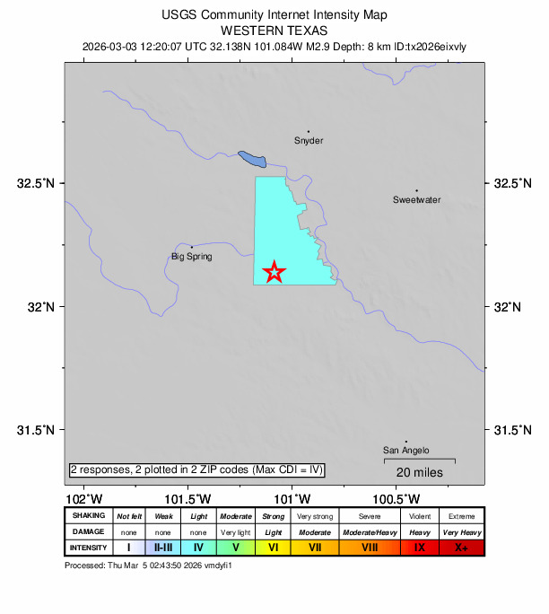 Did You Feel It? map: shaking reported by the public